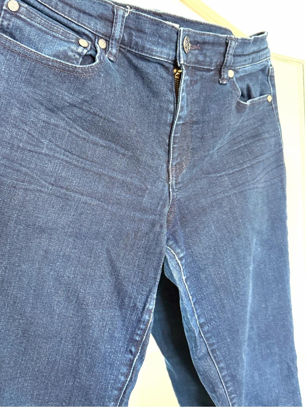 Tory Burch Slim Dark Indigo Skinny Jeans - Women's Stretch Denim - Picture 2 of 7